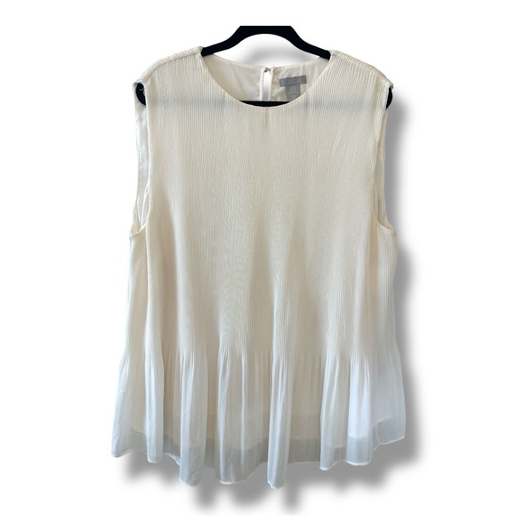 H&M Cream Pleated Blouse with Rounded Neckline - Picture 1 of 5